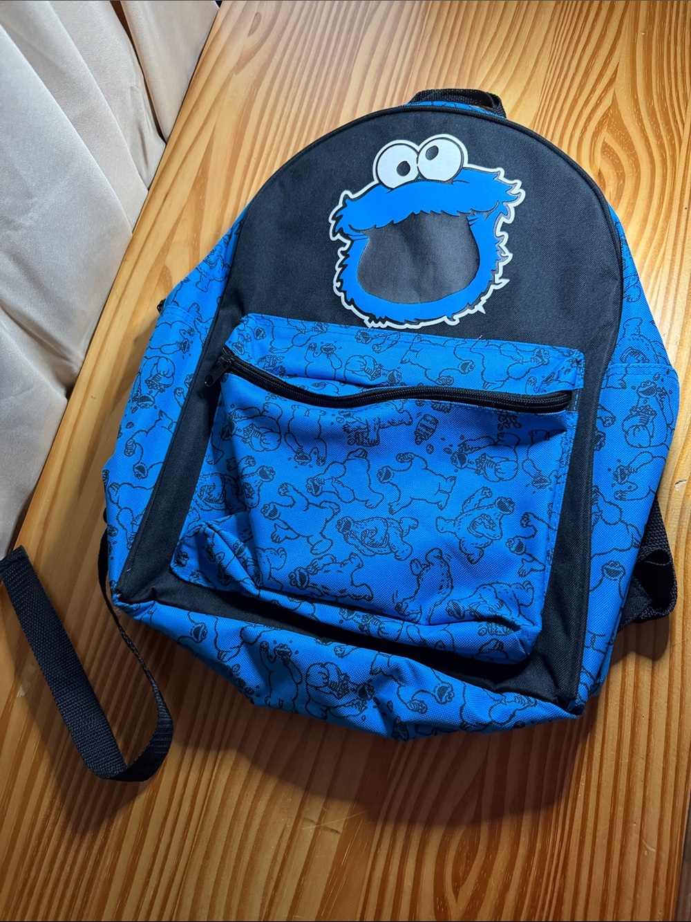 Sesame Street Cookie Monster Backpack - Blue All Over Print Bookbag